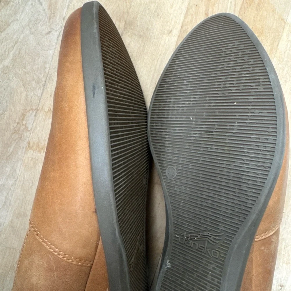 Dansko Shanda Luggage Waterproof Leather Wedge Heels 40 Womens Whiskey‎ Brown